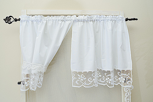 Heirloom Tuscany Lace Windows Curtains Panel 30"x24"drop. (2pcs) - Click Image to Close